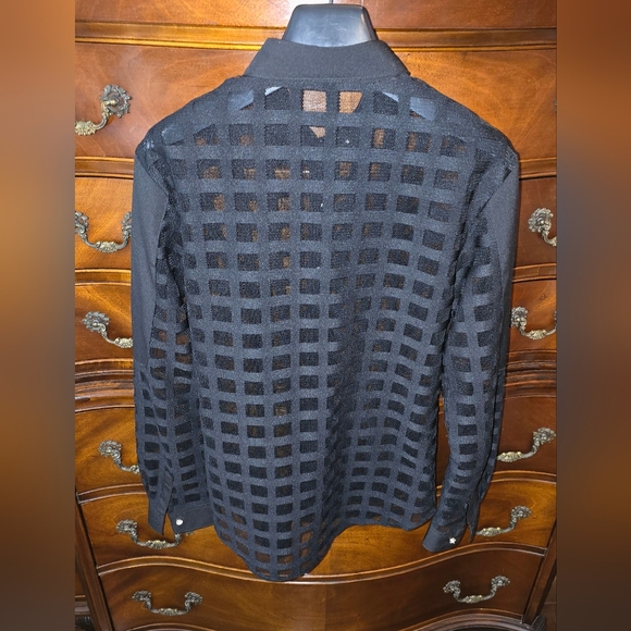Black Mesh See-through Shirt - Picture 3 of 3